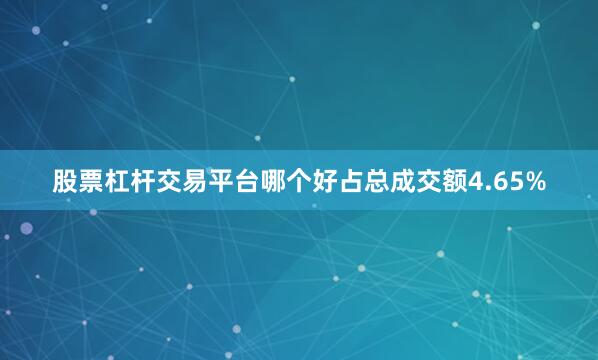 股票杠杆交易平台哪个好占总成交额4.65%